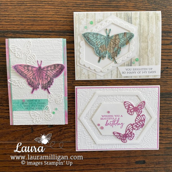 Video Tutorial! Sketched Butterflies Trio of Cards - LauraMilligan